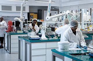 Researchers in a laboratory of the Research and Innovation Centre in Johannesbourg, South Africa